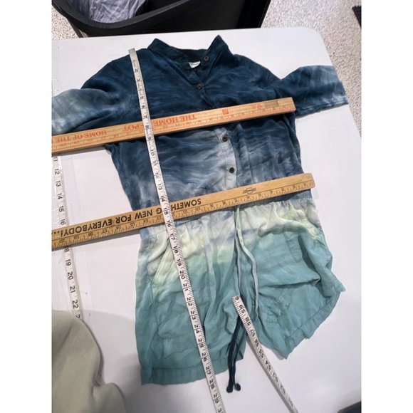 Hard Tail Forever Ombré Long-Sleeve Romper Girls XL 16 Button Green Blue Rayon - Picture 5 of 8